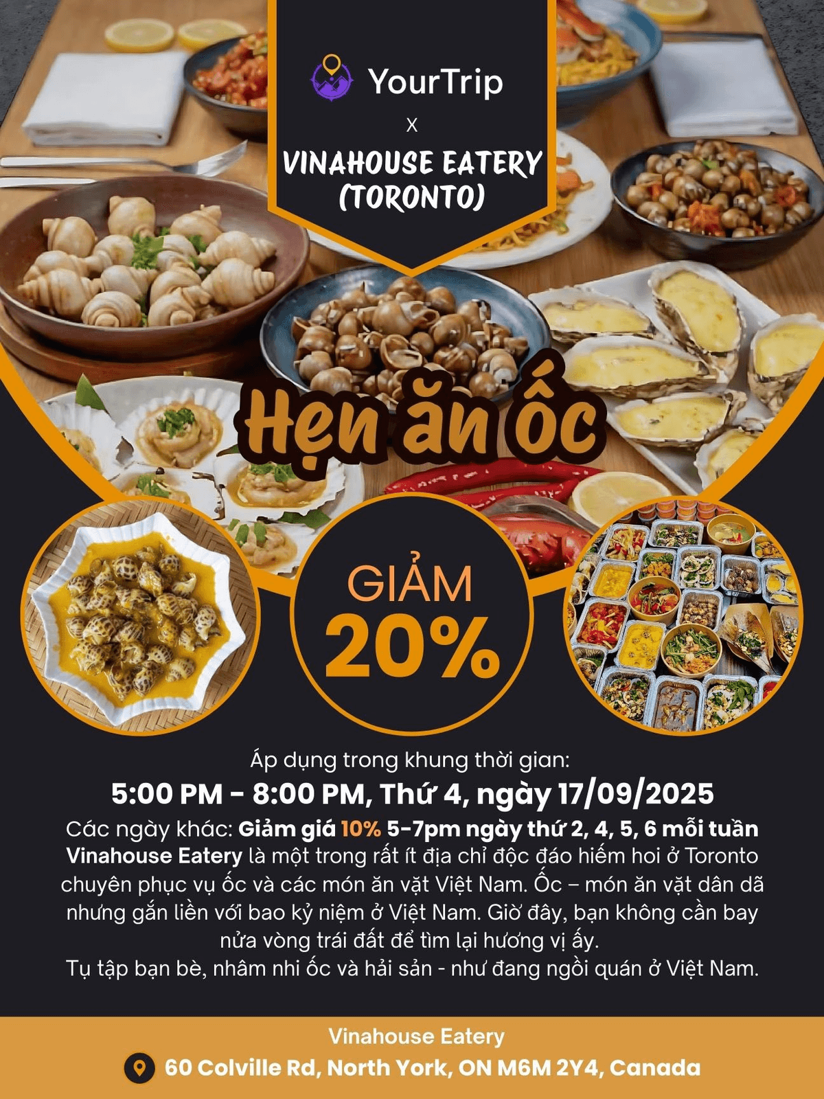 Hẹn ăn ốc tại Vinahouse Eatery – Toronto